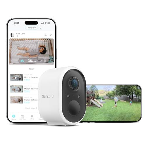 Sense-U Battery Baby Monitor Smart Security Camera, Indoor/Outdoor Use, AI Breathing Detection, 1080p Video Monitor, Weatherproof Wireless Camera, 2-Way Audio, No Monthly Fee | Amazon (US)
