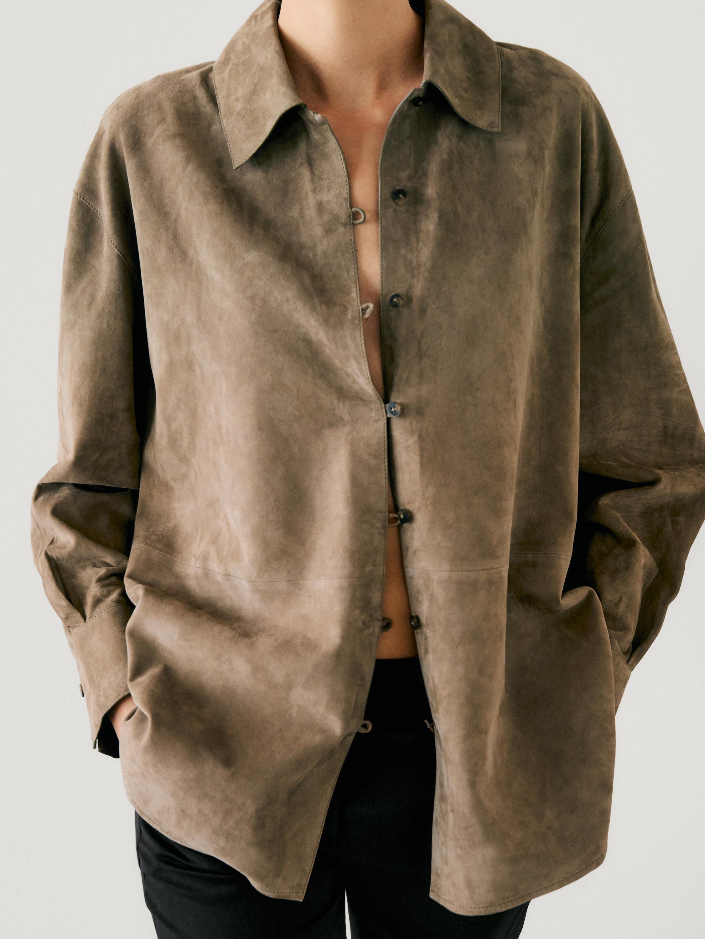 Suede leather buttoned shirt | Massimo Dutti (US)