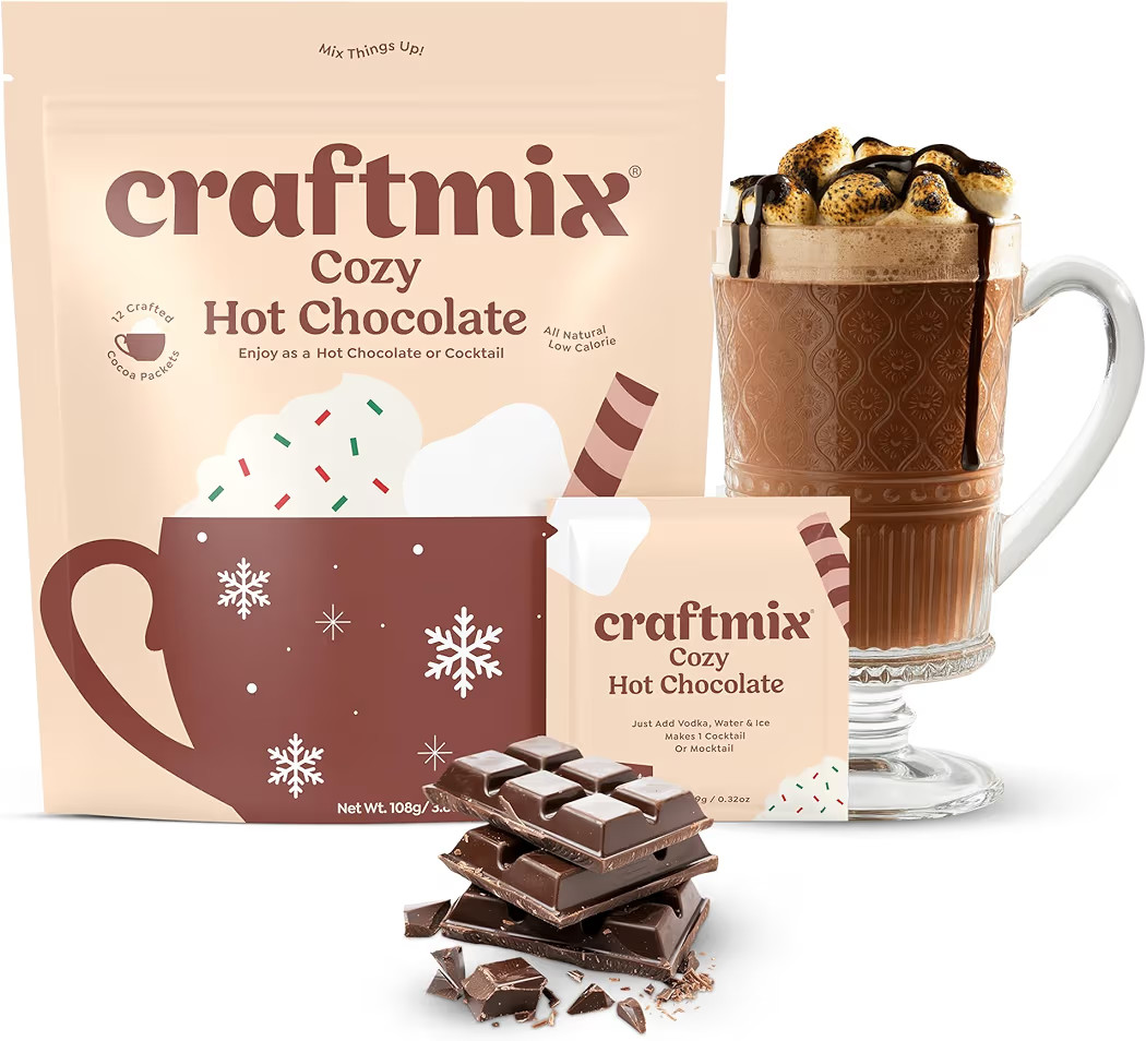 Craftmix Cozy Hot Chocolate Mix - Instant Hot Cocoa Drink Mix Packets - Made with Real Cocoa Bean... | Amazon (US)
