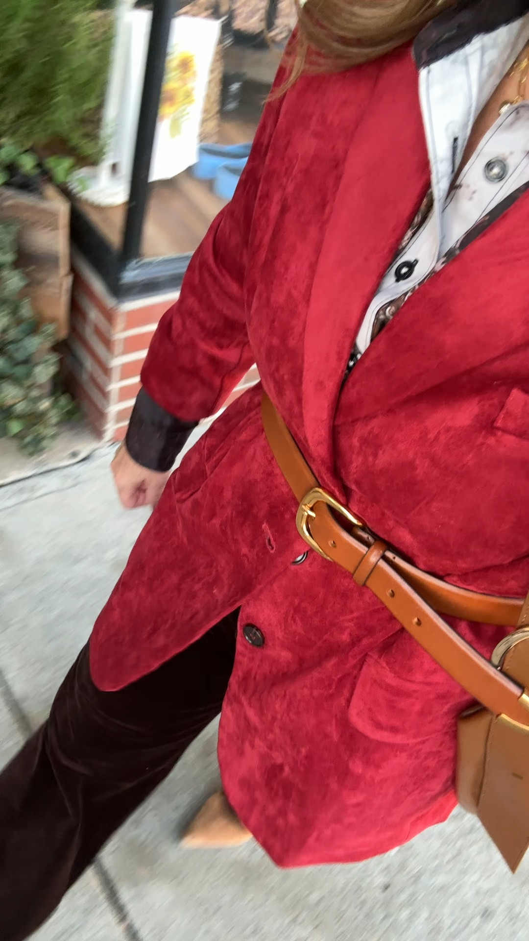 The perfect modern fall outfit. Anthropologie is my go to when I want something unique and classic at the same time. An oversize laser in a beautiful faux suede that’s a rich brick red color. Or your regular size it’s meant to be oversized.

Satin blouse size medium 
Colette pants size 30 regular. They’re a beautiful brown velvet. Snag these now because the size is go. I believe green is also in stock. 

I love this western inspired belt that’s a beautiful quality leather

Don’t miss my tortoiseshell earrings they they are not heavy and I just love them 

 Anthropologie colette pants, velvet pants, satin blouse, faux, suede, blazer, red blazer, leather belts, tan, boots, statement earrings 

#LTKStyleTip #LTKMidsize #LTKOver40