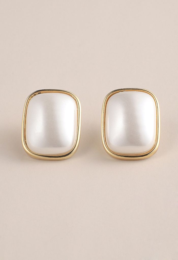 Retro Square Pearl Earrings | Chicwish