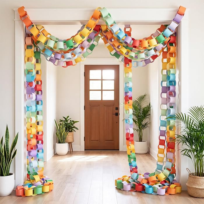 TaoBary Fresh 600 Sheet 3.15x10.63in Paper Chain Garland Strip Party Decor | Amazon (US)