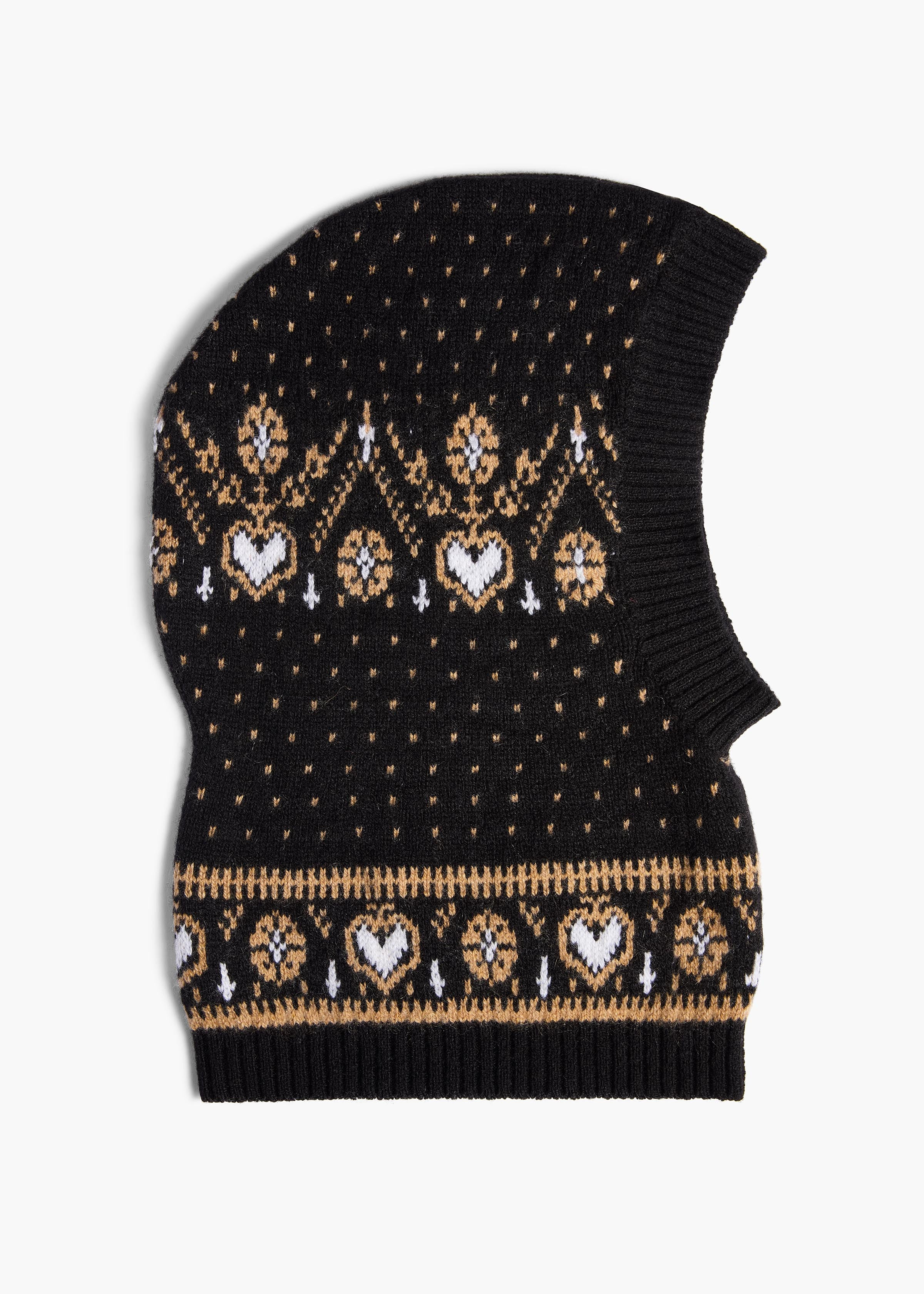 KHAITE - Caspian Balaclava In Black And Camel Multi | Khaite