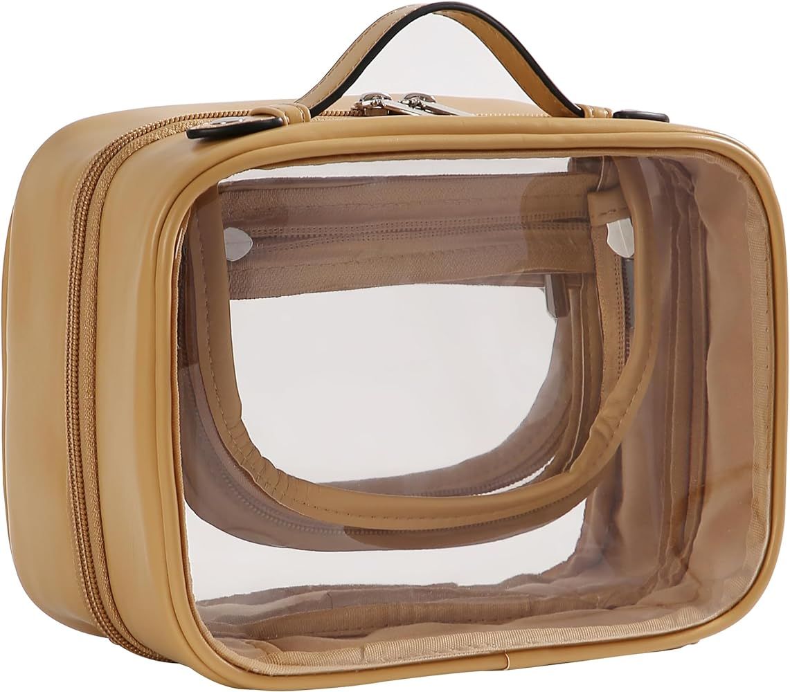 Transparent Makeup bag Double Travel Cosmetic bags Case Waterproof Toiletries Bag Large Capacity ... | Amazon (US)