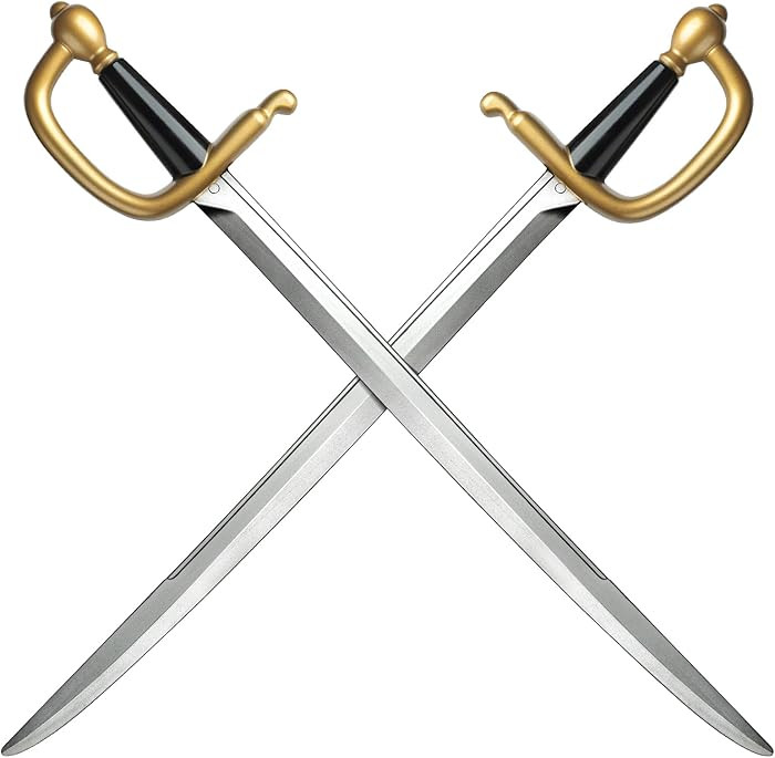 quescu 2pcs Pirate Swords,31" Plastics Toy Sword,Medieval Pirate Costume Accessory for Halloween ... | Amazon (US)