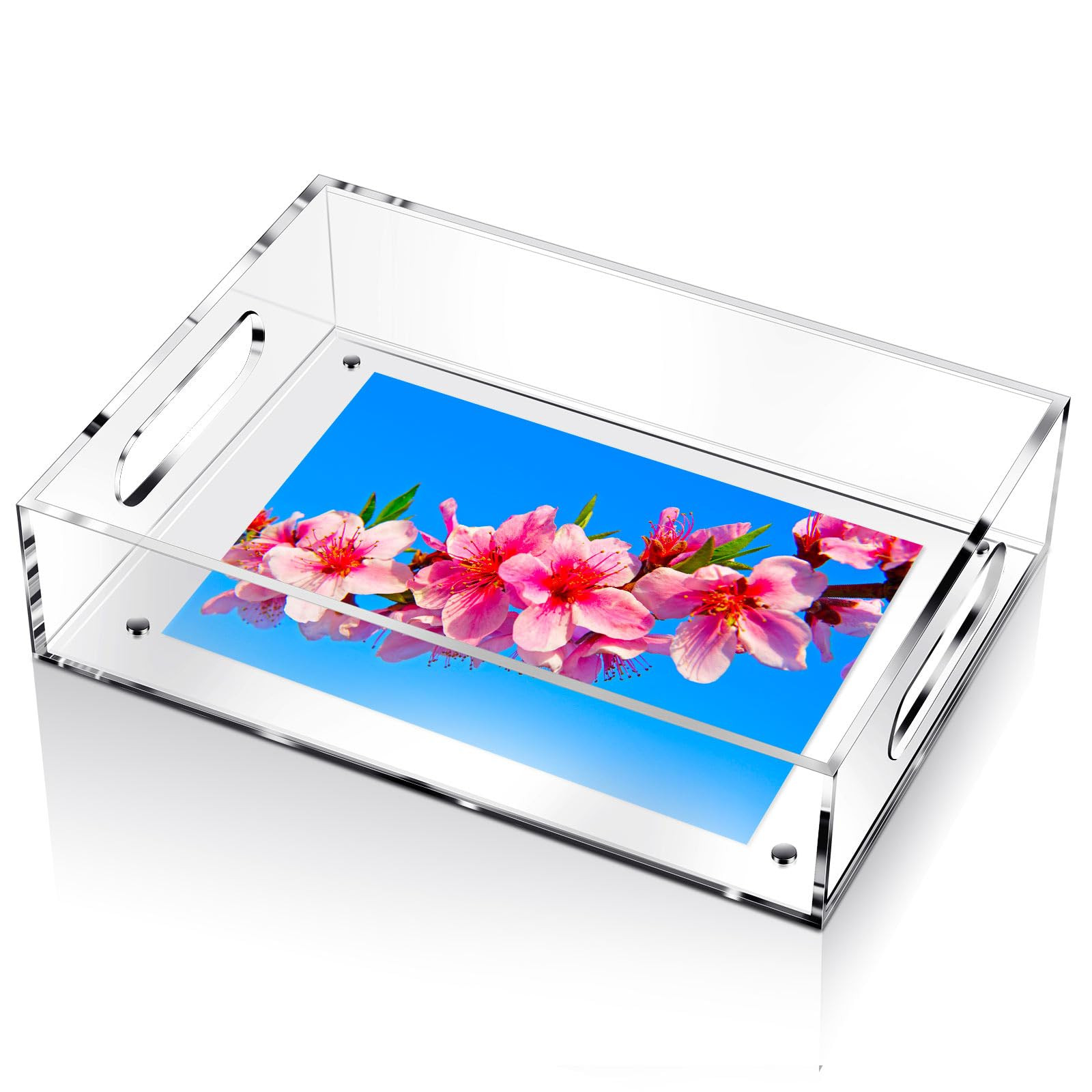 1 Pcs Acrylic Serving Tray with Magnetic Mat –Customizable for Photos Artworks Clear Tray for G... | Amazon (US)