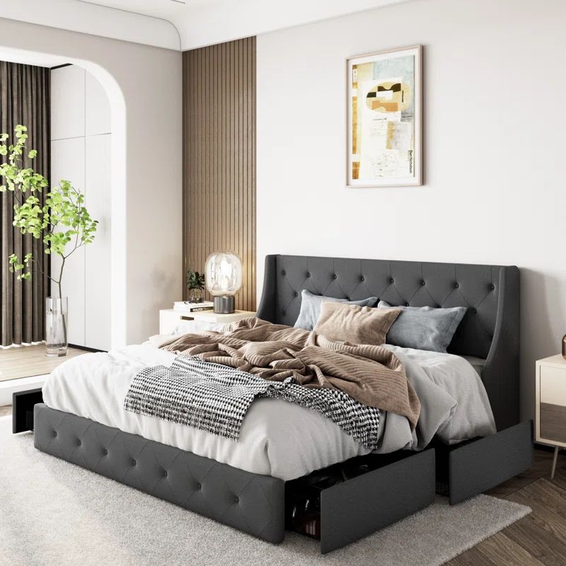 Brij Upholstered Wingback Storage Bed | Wayfair North America