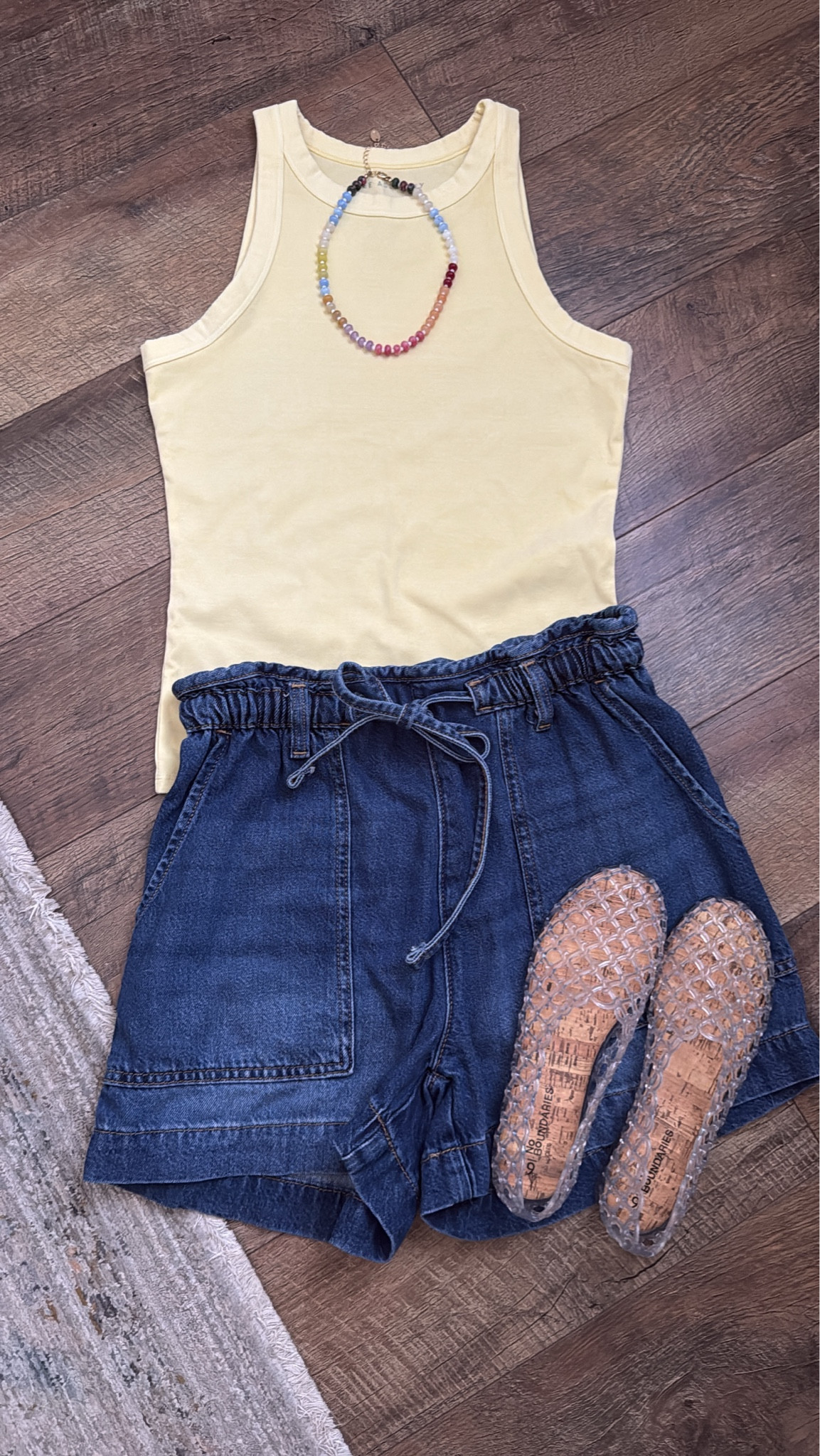 Summer outfit inspiration 

Paperbag waist shorts 
Butter yellow High neck tank 
Clear jelly sandals 
Bead necklace 


Look for less outfit, summer outfit, mom fashion, Walmart style

#LTKootd #LTKPetite #LTKSeasonal