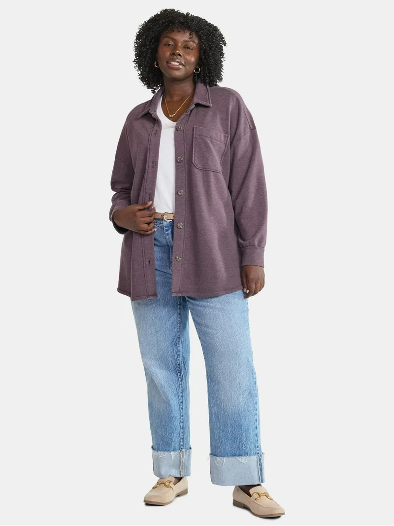 Terra & Sky Women's Plus Knit Shacket, Sizes 0X-5X | Walmart (US)