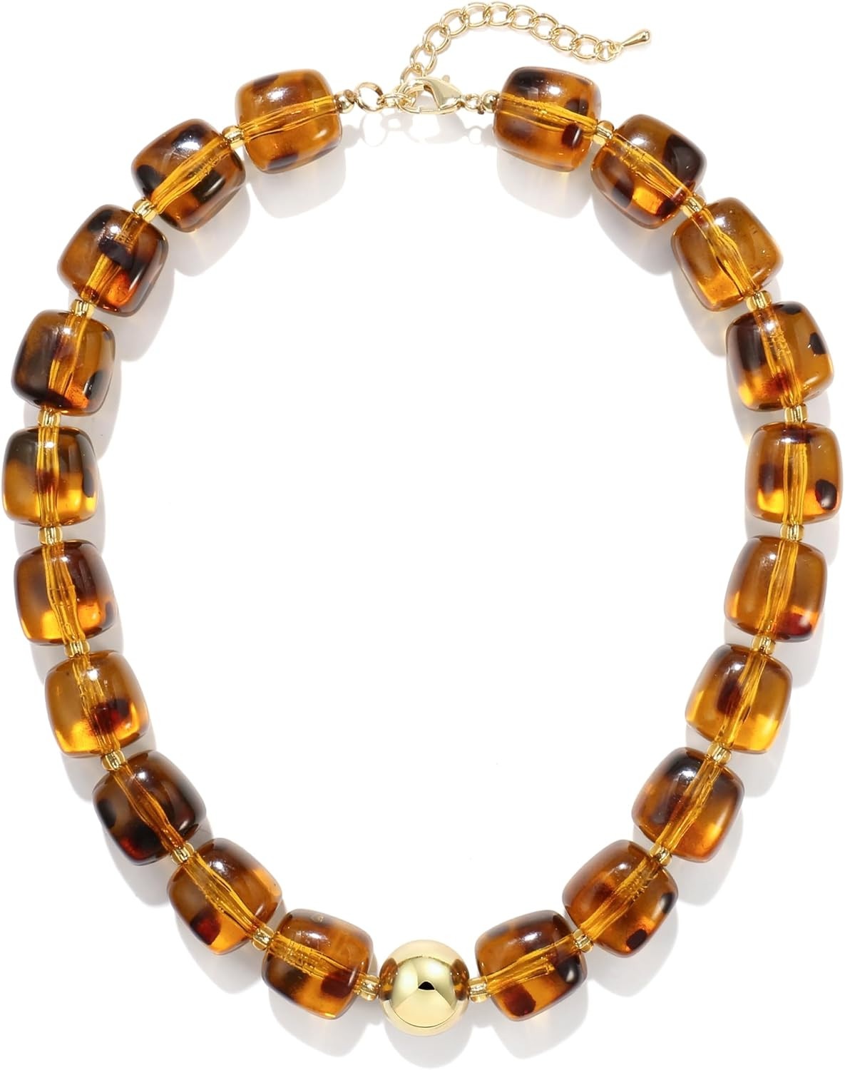 Colorful Chunky Necklaces for Women Multicolored Large Square Resin Beads Necklace Trendy Bold Statement Beaded Necklace | Amazon (US)
