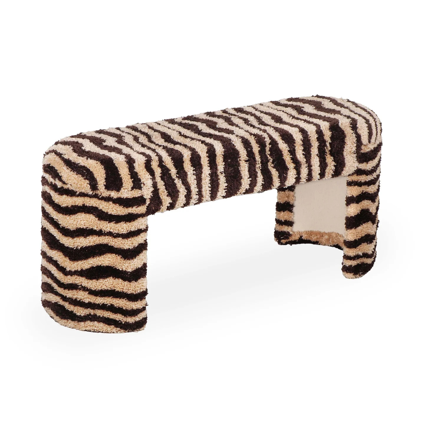 Zebra 39" Brown Striped Tufted Bench | TOV Furniture