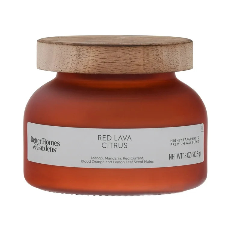 Better Homes and Gardens Red Lava and Citrus Scented 2-Wick Frosted Jar Candle 18oz. | Walmart (US)