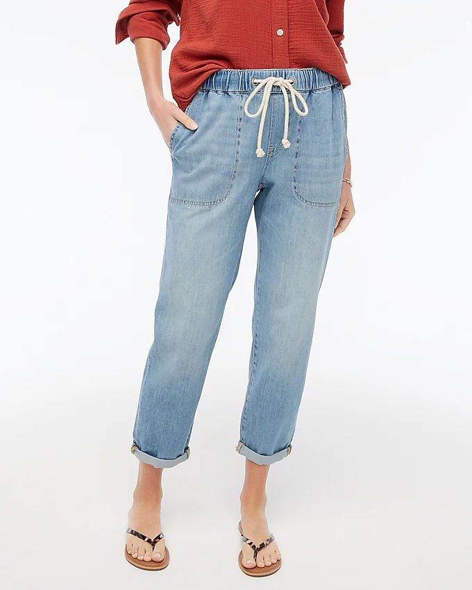 Denim jogger pant with rope tie closure | J.Crew Factory