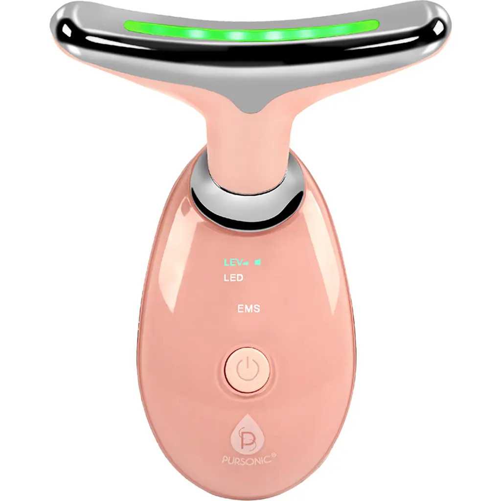 PURSONIC 7-in-1 LED Light Therapy Beauty Device - Red Light Therapy Face & Neck Sculpting Wand in Pink at Nordstrom | Nordstrom