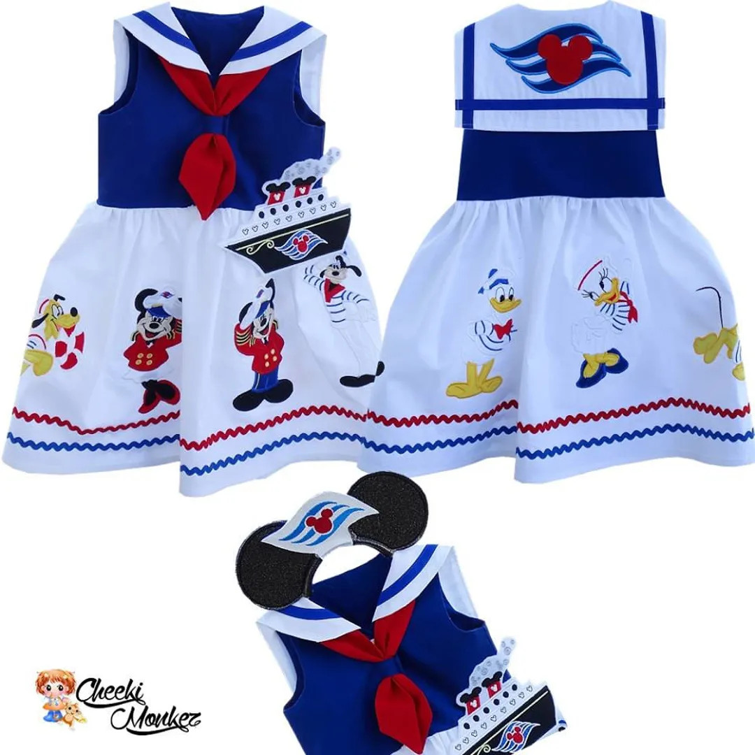 Boutique Custom Red White Blue Mickey Minnie Cruise Mouse Applique Magical Nautical Vacation Sail... | Etsy (US)