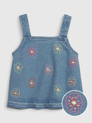 Toddler Embroidered Denim Tank Top with Washwell | Gap (US)
