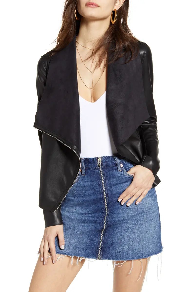 BLANKNYC Onto the Next Faux Leather Drape Front Jacket (Regular & Plus Size) | Nordstrom | Nordstrom