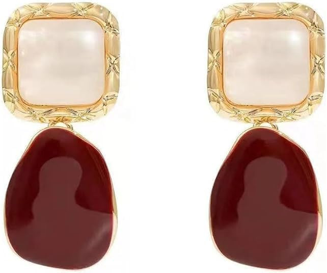 Drop Earrings for Women, resin earrings Geometric Minimalist Design, Gold Tone Alloy, Lightweight... | Amazon (US)