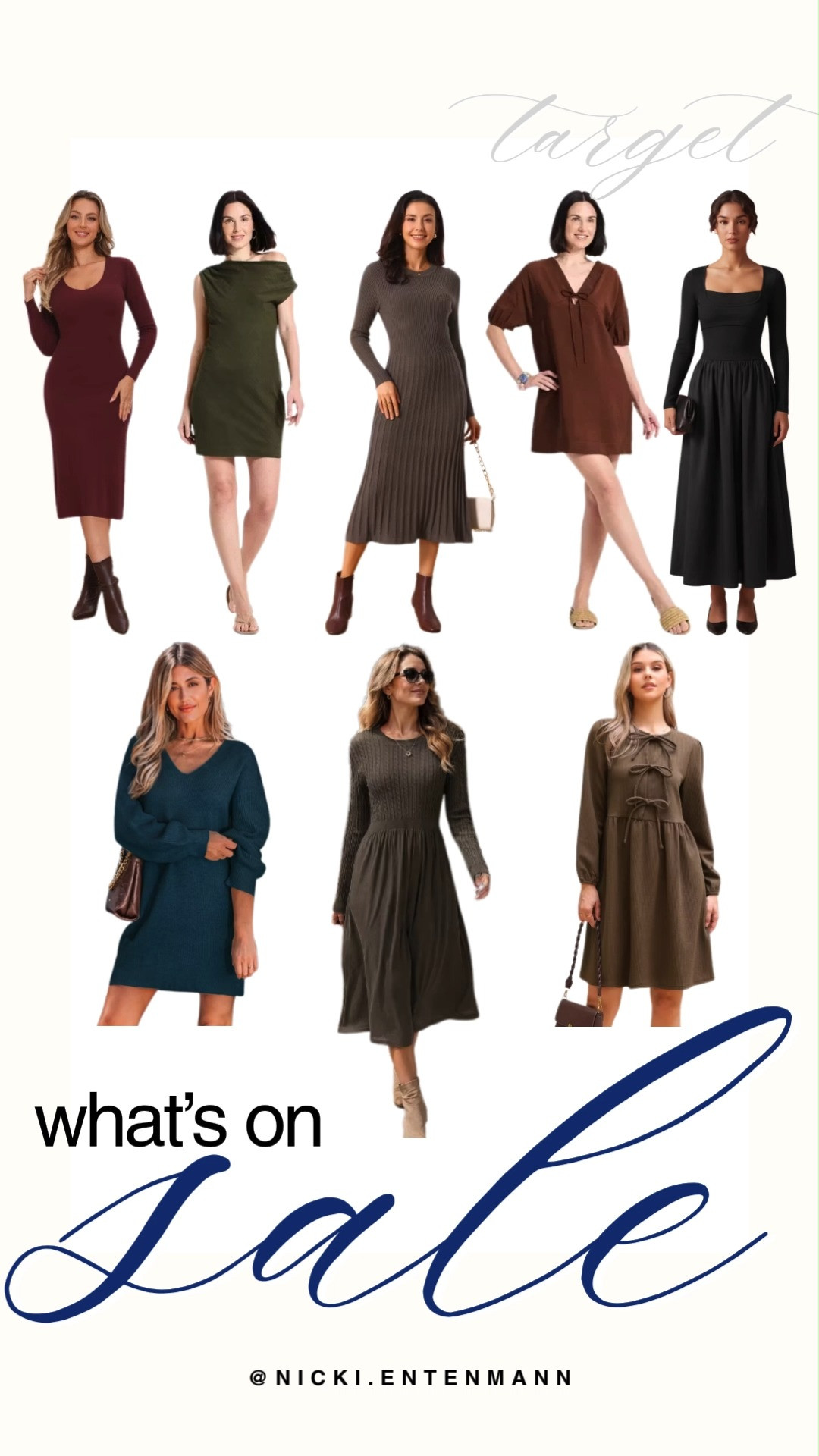 Shop the Target sale to grab incredible budget-friendly finds on essential fall dresses. This chic lineup features cozy ribbed sweater dresses, sophisticated long-sleeve midi dresses, elegant square-neck maxis, and casual bow-front mini dresses in rich seasonal tones. It is the perfect opportunity to elevate your everyday preppy style without breaking the bank.

#targetstyle #targetfinds #falldresses #fallfashion #salealert #shoppingdeal #preppycasual 

 #LTKootd #LTKSeasonal #LTKSaleAlert