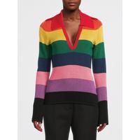 Jordan Rainbow Stripe Collared Knit Top - Rainbow Stripe | Very (UK)