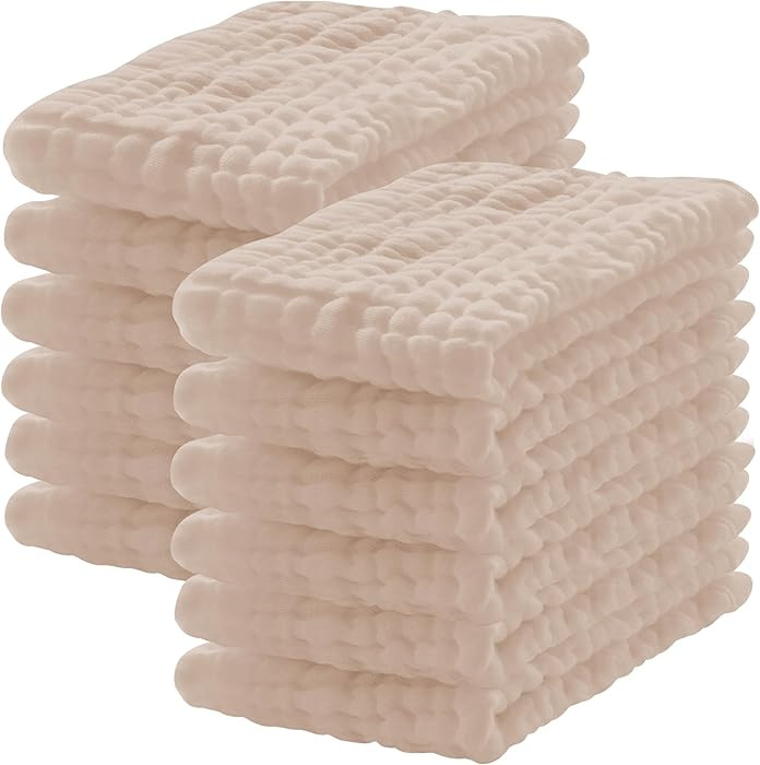 12 Pack Muslin Burp Cloths 100% Cotton Muslin Cloths Large 20''x10'' Extra Soft and Absorbent Bab... | Amazon (US)