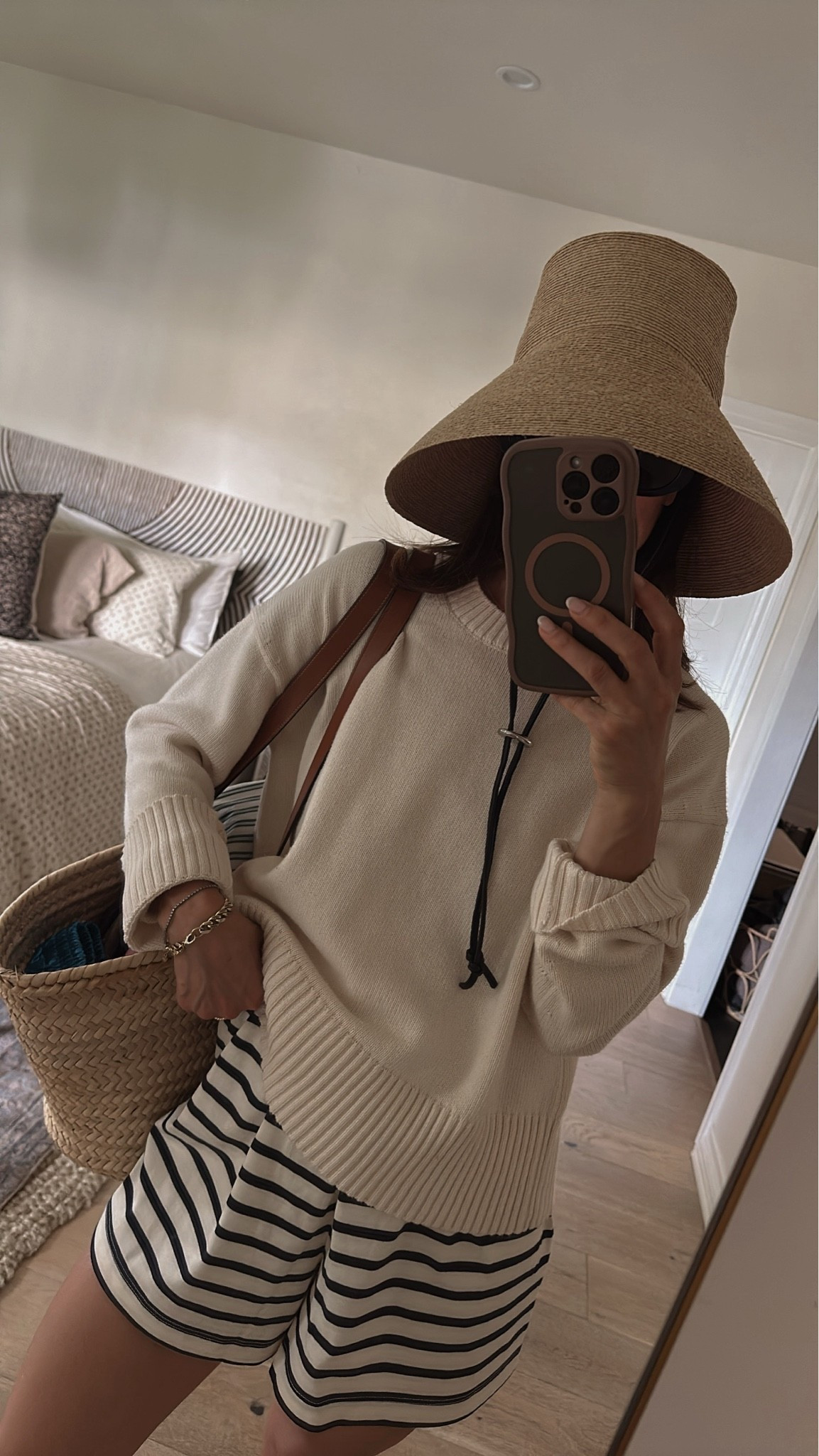 Off to a bbq and pool day 
Sweater is 30% off, one of my go to year round sweaters. 100% organic cotton. Went up a size for a looser fit 
Shorts fit tts

#LTKOver40 #LTKPetite