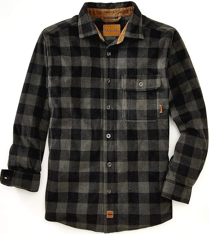 Venado Mens Plaid Shirts for Men - Heavyweight Buffalo Plaid Fleece Shirt - Soft | Amazon (US)