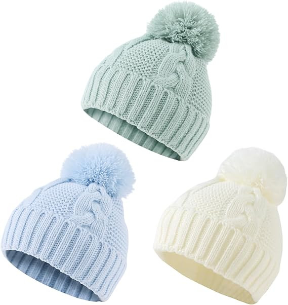 JANGANNSA Winter Knit Baby Hat Twist Warm Beanie for Boys Girls Infant Toddler Baby Beanie with P... | Amazon (US)