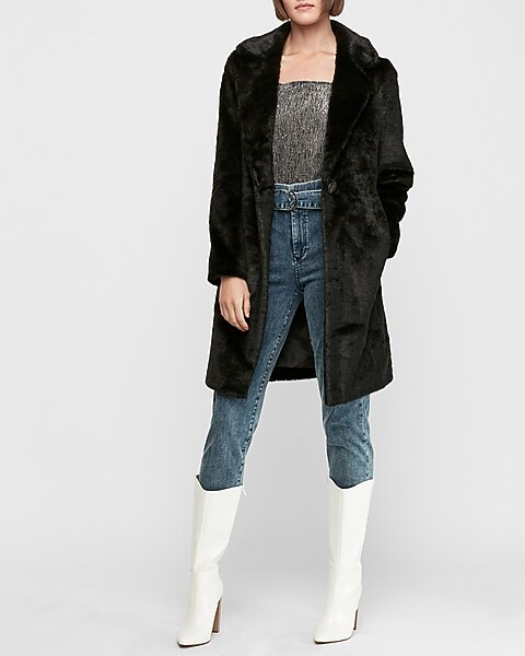 long faux fur coat | Express