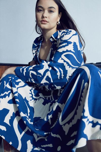 Viscose Shirt Dress - Blue/floral - Ladies | H&M US | H&M (US + CA)