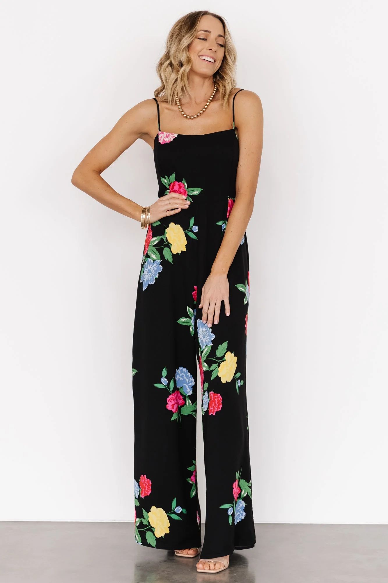 Brooklyn Wide Leg Jumpsuit | Black Floral | Baltic Born