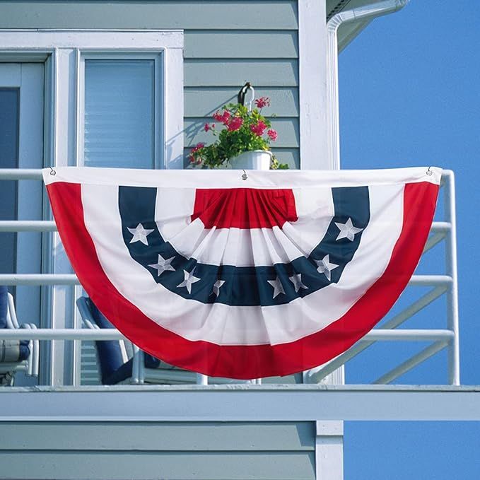 EDLDECCO American Flag Bunting 3x6 Feet USA Patriotic Pleated Fan Flag Stars and Stripes Banner f... | Amazon (US)