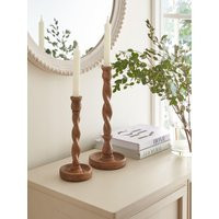 The Very Collection Set Of 2 Twist Wooden Candlestick Holders | Very (UK)