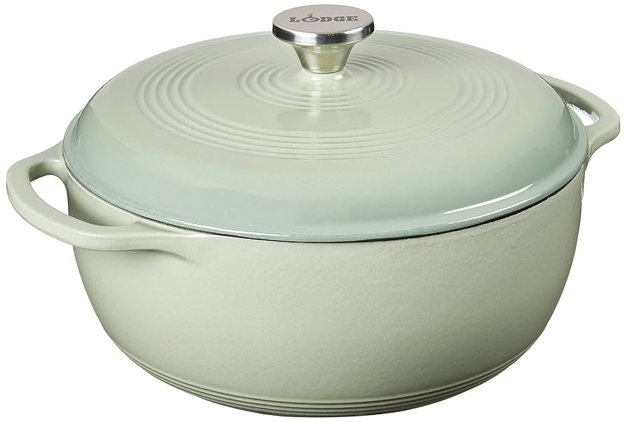 Lodge 6 Quart Enameled Cast Iron Dutch Oven with Lid – Dual Handles – Oven Safe up to 500° F... | Amazon (US)