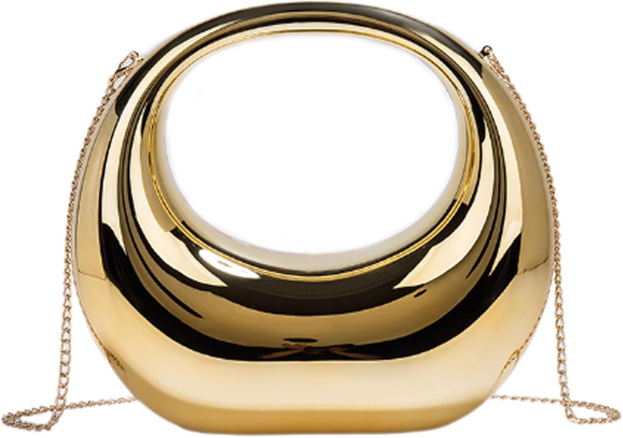 Metallic Moon Shape Bag, Metallic Moon Shape Clutch, Acrylic Evening Clutch, for Wedding Cocktail... | Amazon (US)
