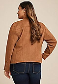 Plus Size Brown Faux Suede Biker Jacket | Maurices