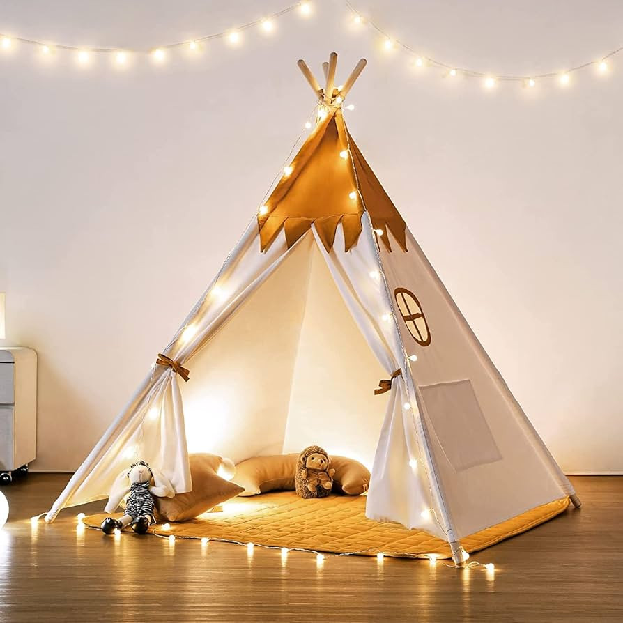 besrey Toddler Teepee with Padded Mat and Lights, Children Teepee, Kids Tents Indoor, Christmas P... | Amazon (US)