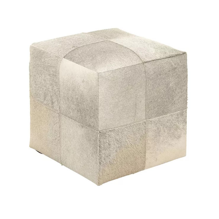 Contemporary Square Cowhide Leather Stool Ottoman - Olivia & May | Target
