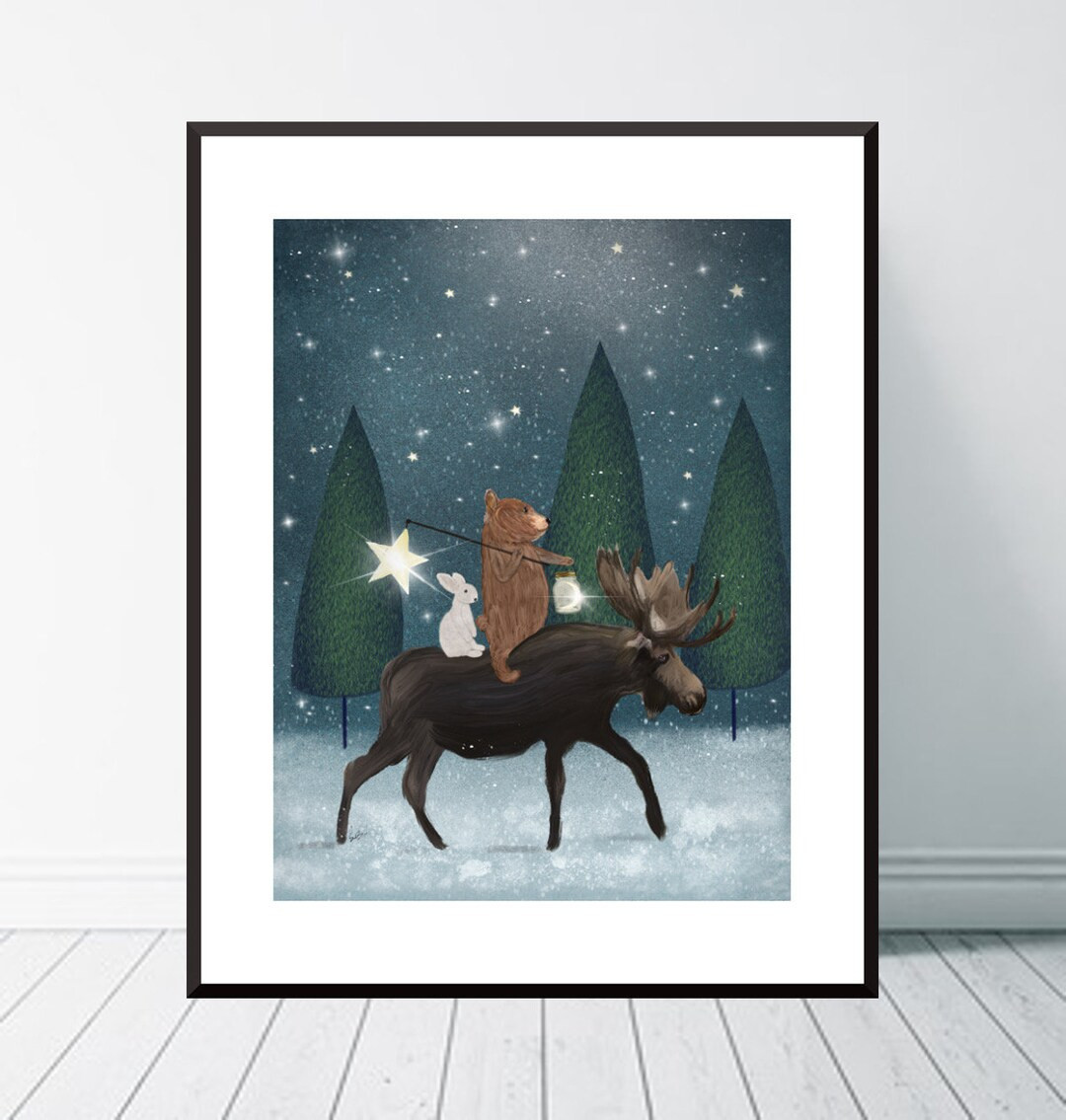 The Elder Moose. Nursery Art, Woodland Nursery Print, Children's Wall Art, Woodland Theme. Advent... | Etsy (US)