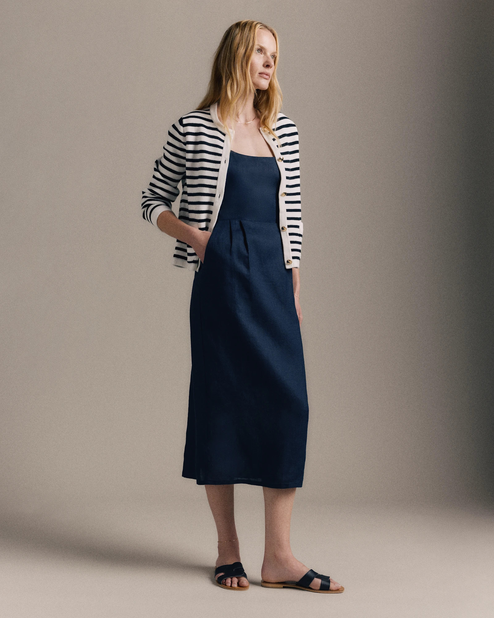 100% European Linen Scoop Neck Midi Dress | Quince