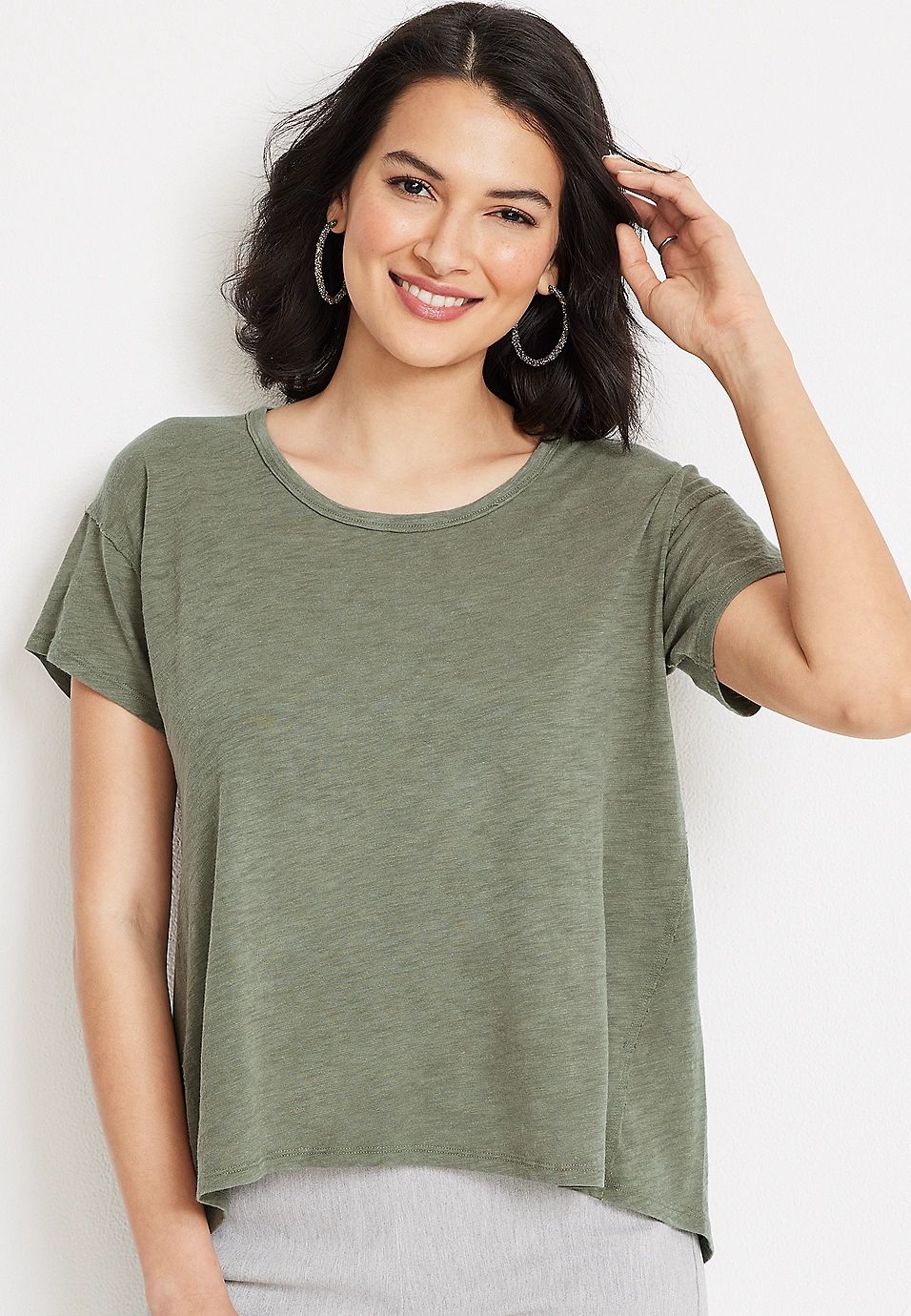 24/7 Forever Pleated Back Tee | Maurices