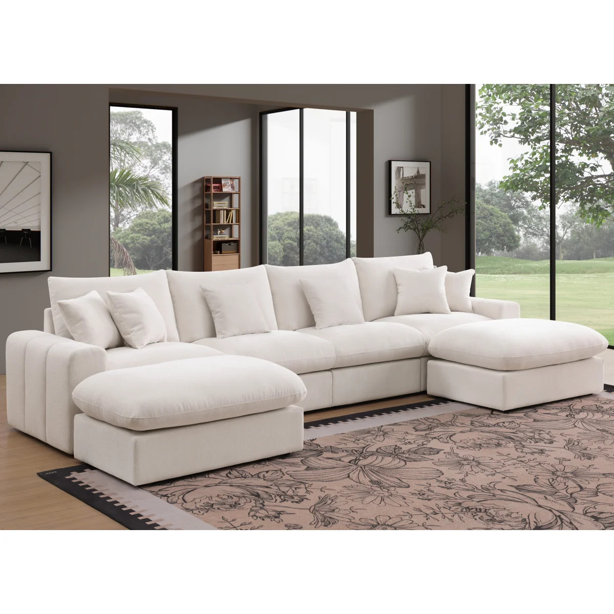 Aveline 144" Wide U-Shape Sectional Sofa With 2 Ottomans | Wayfair North America
