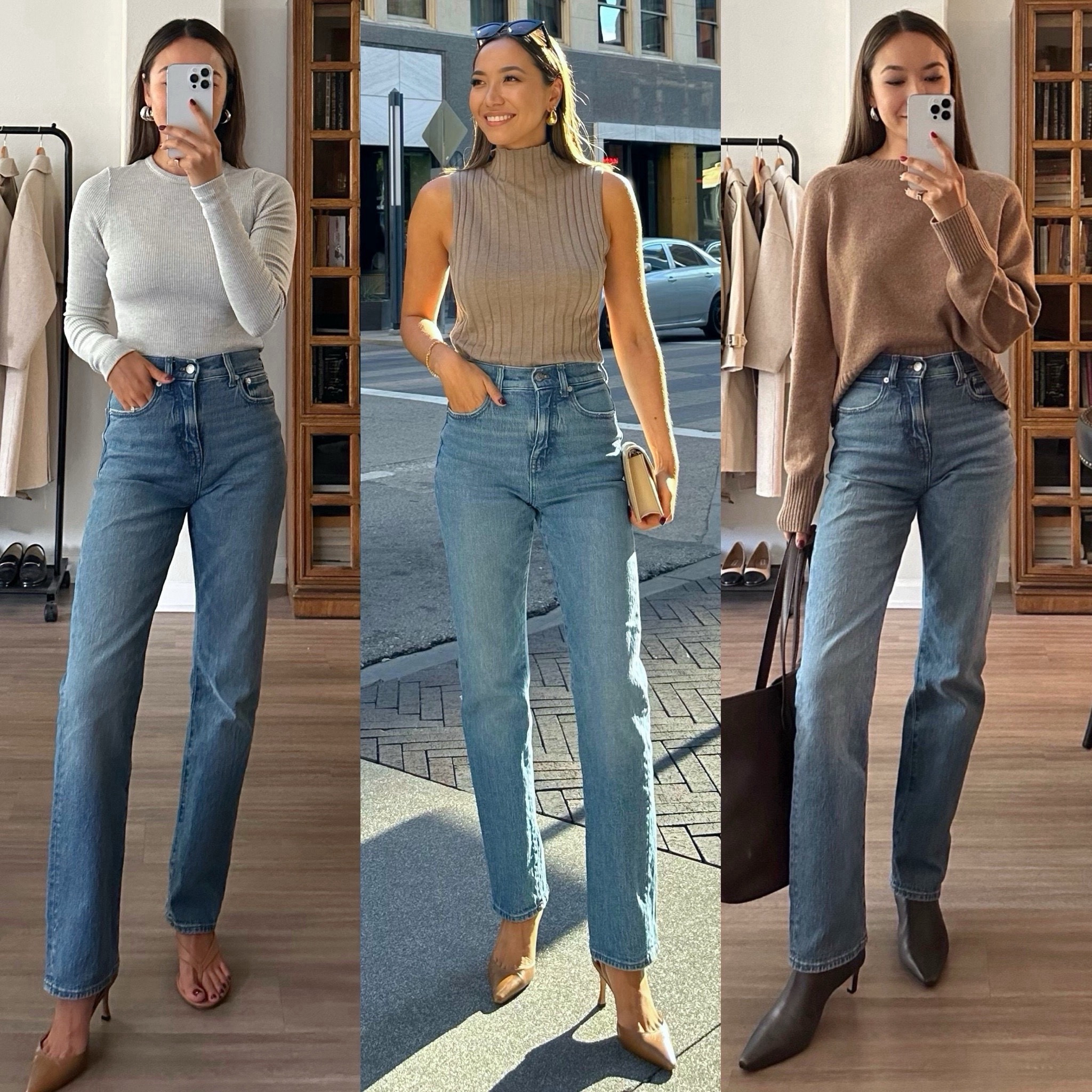 Madewell 90s Straight leg jeans - a similar wash is part of the nsale this year for under $85 (sale ends August 4th) 

• 90s straight jeans [enmore wash] - Madewell, runs a bit small on the waist
• ripped crewneck- AGOLDE, xs 
• mock neck - LilySilk, xs 
• cashmere sweater - Everlane, xs 
• brown boots - J.Crew, sold out linked to some boots I found at this year’s nsale 

Nordstrom anniversary sale / jeans / fall / classic / chic 

#LTKStyleTip #LTKxNSale