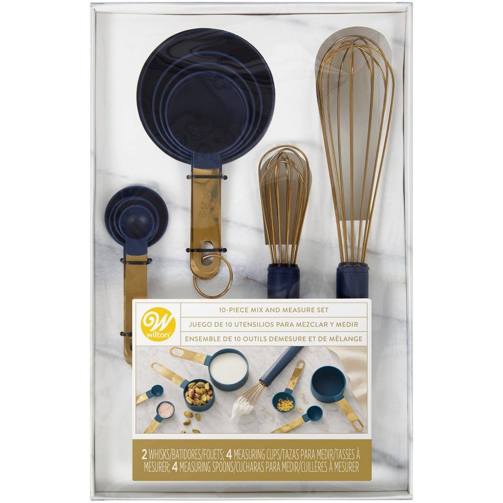 Wilton 10pc Kitchen Utensils Mix and Measure Set Navy Blue/Gold | Target
