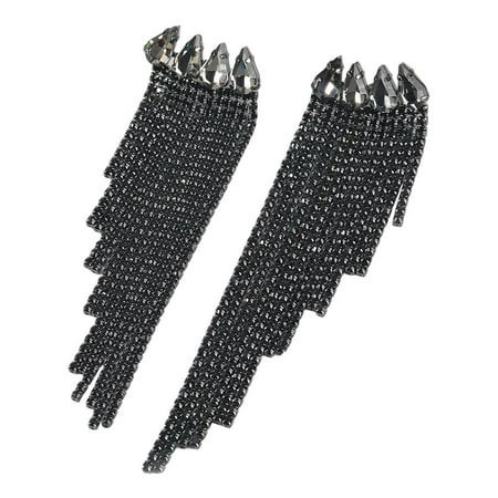 Long Tassel Full Rhinestone Drop Earrings Trendy Jewelry Earring Long Earrings black | Walmart (US)