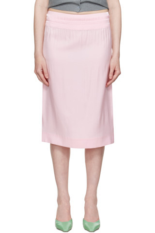 SHUSHU/TONG - Pink Waist Lace Midi Skirt | SSENSE