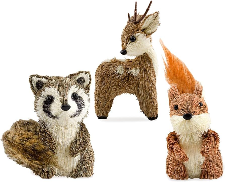 AuldHome Woodland Friends Figurines (Set of 3, Deer/Raccoon/Squirrel); Forest Animals Decor for F... | Amazon (US)
