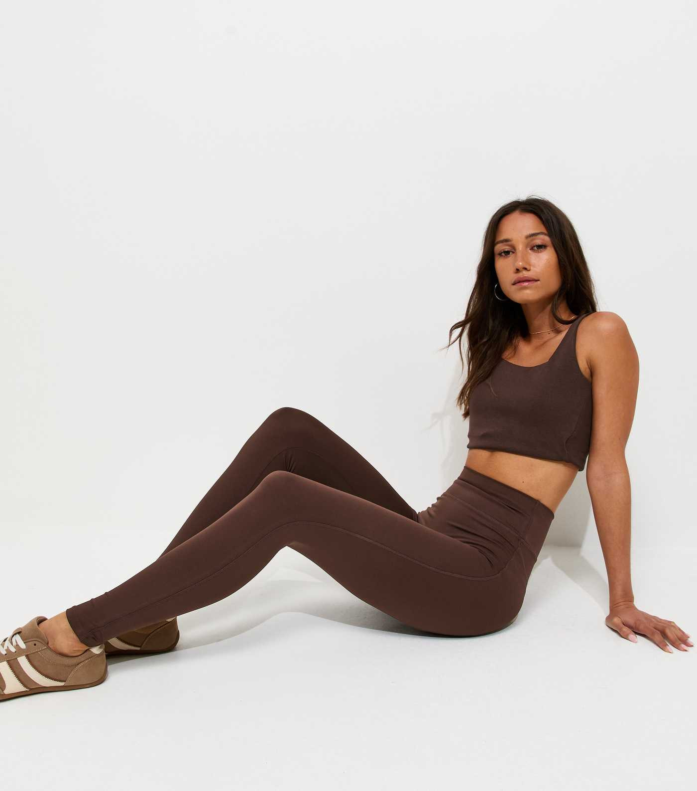 Premium Dark Brown Athletic Leggings | New Look | New Look (UK)