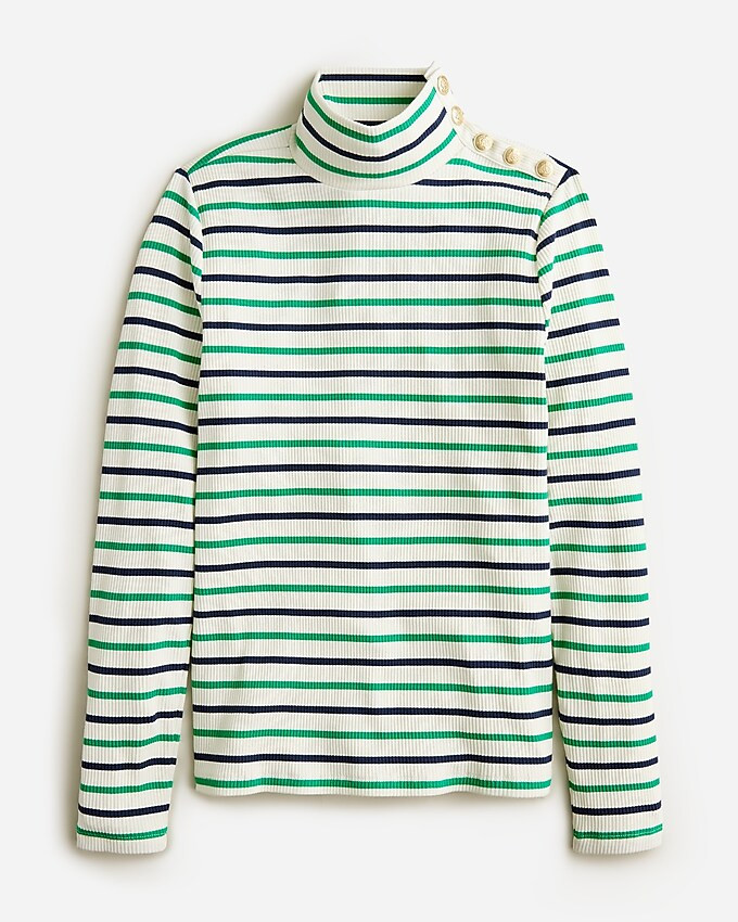 Vintage rib turtleneck with buttons in stripe | J. Crew US