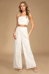 Looking So Lovely Ivory Floral Burnout Wide-Leg Pants | Lulus (US)